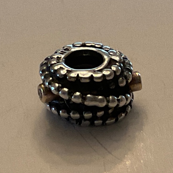 Pandora 925 14K Gold Diamond Entangled Beauty Rare Retired Bead Charm - Picture 3 of 6